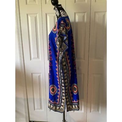 Women's African Dashiki Kaftan Maxi Dress Multicolor One Size - Thumbnail 4