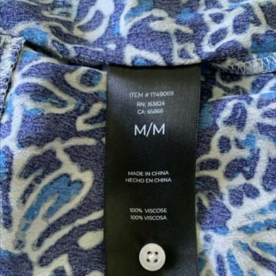 Well Worn Blue Floral Shirt Dress Womens Medium Long Sleeve Button Front Batik - Thumbnail 11