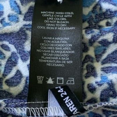 Well Worn Blue Floral Shirt Dress Womens Medium Long Sleeve Button Front Batik - Thumbnail 12