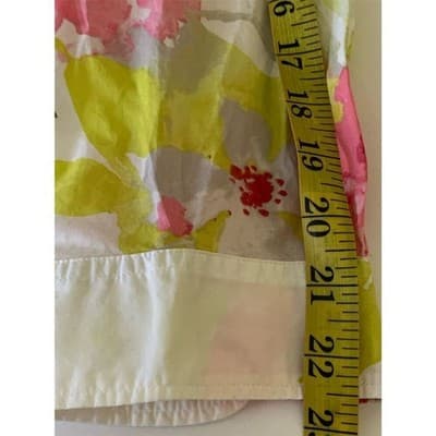 Talbots Watercolor Floral Ruffle Neck Popover Top Long Sleeve Multicolor LP - Thumbnail 10