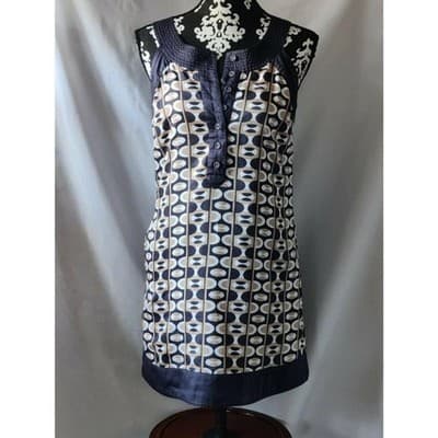 F21 Forever 21 Sleeveless Button Front Dress Blue/Brown Size Small - Thumbnail 2