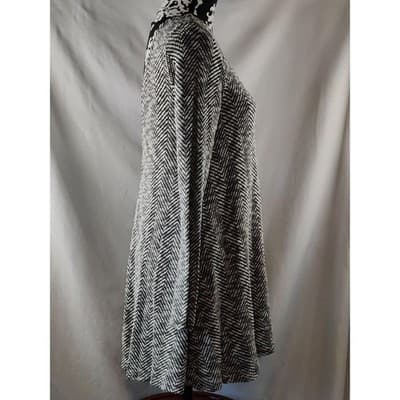 Sage Knit Womens Sweater Dress Long Sleeve Black/White Regtangle Striped Size M - Thumbnail 2