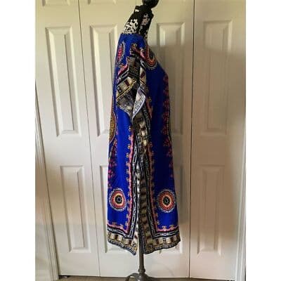 Women's African Dashiki Kaftan Maxi Dress Multicolor One Size - Thumbnail 3