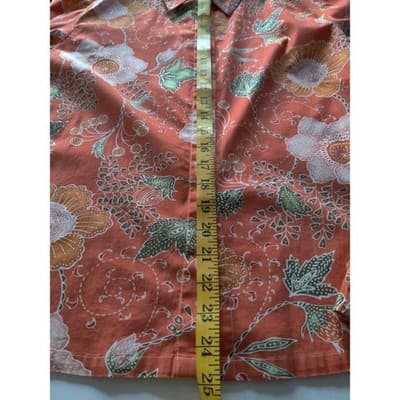 Eileen Dale Womens Floral Button Shirt 3/4 Sleeve Collared Orange Size 10 - Thumbnail 7