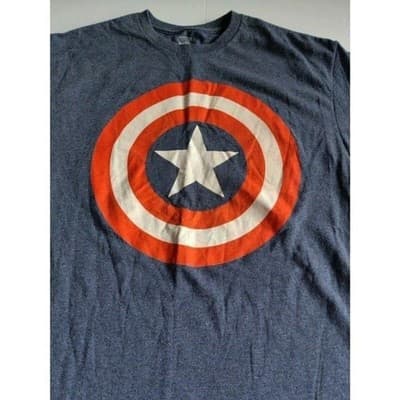 Marvel Comics Captain America Men's T-Shirt Shield Logo Navy Blue Size Large - Thumbnail 2
