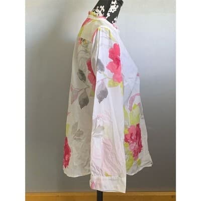 Talbots Watercolor Floral Ruffle Neck Popover Top Long Sleeve Multicolor LP - Thumbnail 3