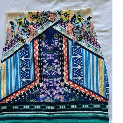 Jealous Tomato Women's A-Line Skirt M Multicolor Geometric Knee Length - Thumbnail 4