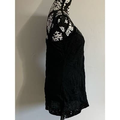 VTG. Black Arden B. Crinkle Sequins Top V-Neck Party Cocktail Evening M/L - Thumbnail 6