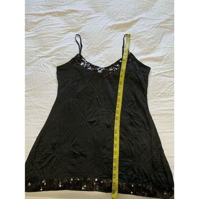 VTG. Black Arden B. Crinkle Sequins Top V-Neck Party Cocktail Evening M/L - Thumbnail 10