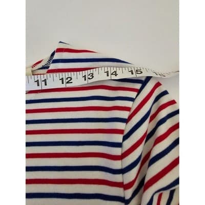 Deletta Women's Size S Nautical Striped Long Sleeve Blouse with White Cuffs - Thumbnail 4