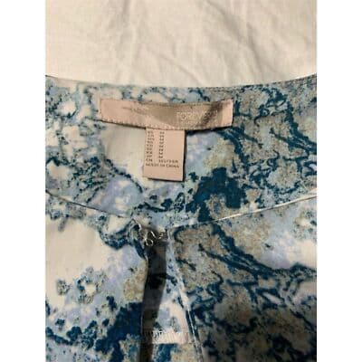 Forever21 Women's Blue Geometric Long Sleeve Blouse Top Size M Casual - Thumbnail 6