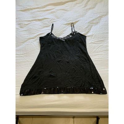 VTG. Black Arden B. Crinkle Sequins Top V-Neck Party Cocktail Evening M/L - Thumbnail 11