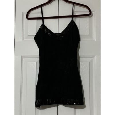 VTG. Black Arden B. Crinkle Sequins Top V-Neck Party Cocktail Evening M/L - Thumbnail 15