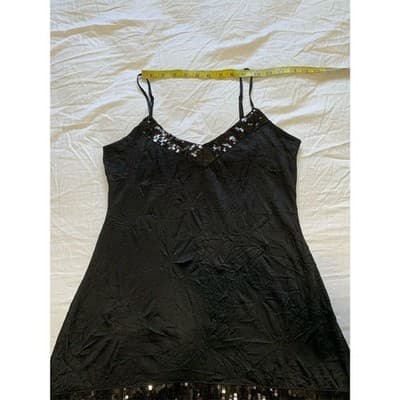 VTG. Black Arden B. Crinkle Sequins Top V-Neck Party Cocktail Evening M/L - Thumbnail 9