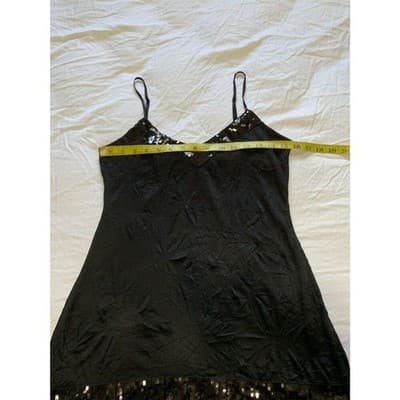 VTG. Black Arden B. Crinkle Sequins Top V-Neck Party Cocktail Evening M/L - Thumbnail 8