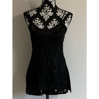 VTG. Black Arden B. Crinkle Sequins Top V-Neck Party Cocktail Evening M/L - Thumbnail 12