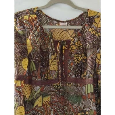 Xhilaration Floral Long Sleeve Scoop Neck Top Blouse Women Size Large - Thumbnail 2