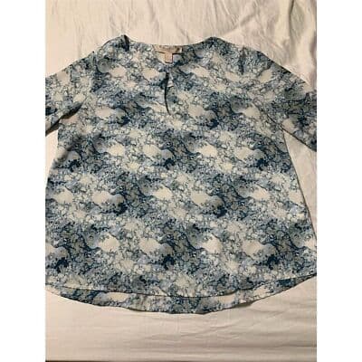 Forever21 Women's Blue Geometric Long Sleeve Blouse Top Size M Casual - Thumbnail 3