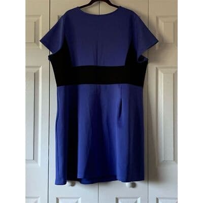 Metaphor Women's Plus 3X Blue Colorblock Knee Length Dress Casual - Thumbnail 4