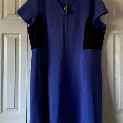 Metaphor Women's Plus 3X Blue Colorblock Knee Length Dress Casual - Thumbnail 3