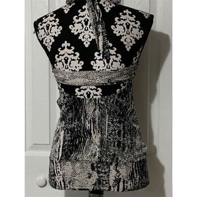 Los Angeles Guess Women's M Black Animal Print Top Casual - Thumbnail 2