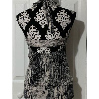 Los Angeles Guess Women's M Black Animal Print Top Casual - Thumbnail 7