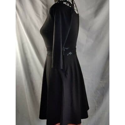 Lulus Womens Fit & Flare Dress 3/4 Sleeve Sheer Waist Boat Neck Black Size M - Thumbnail 2