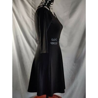 Lulus Womens Fit & Flare Dress 3/4 Sleeve Sheer Waist Boat Neck Black Size M - Thumbnail 4