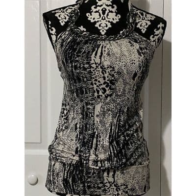 Los Angeles Guess Women's M Black Animal Print Top Casual - Thumbnail 10