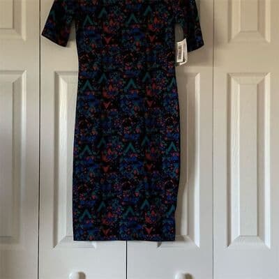 LuLaRoe Julia Dress XXS Multicolor Geometric Knee Length Casual - Thumbnail 3