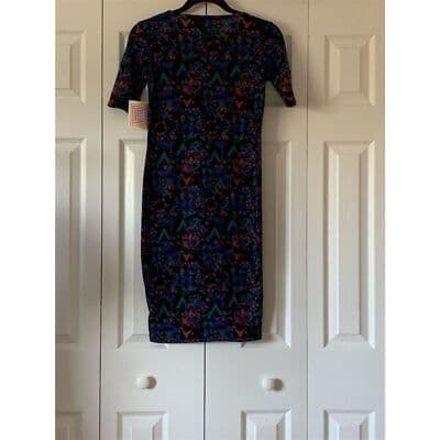 LuLaRoe Julia Dress XXS Multicolor Geometric Knee Length Casual - Thumbnail 4
