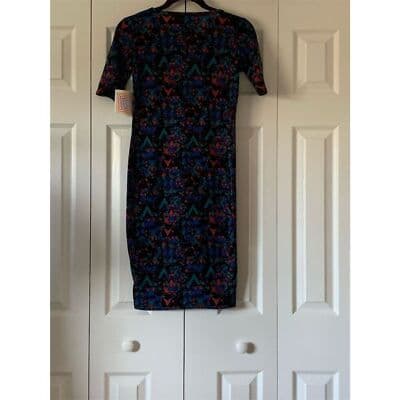 LuLaRoe Julia Dress XXS Multicolor Geometric Knee Length Casual - Thumbnail 5