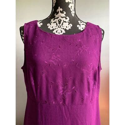 VTG. Sag Harbor Women's Size 14 Purple Floral Embroidered Short Sleeve Blouse - Thumbnail 7