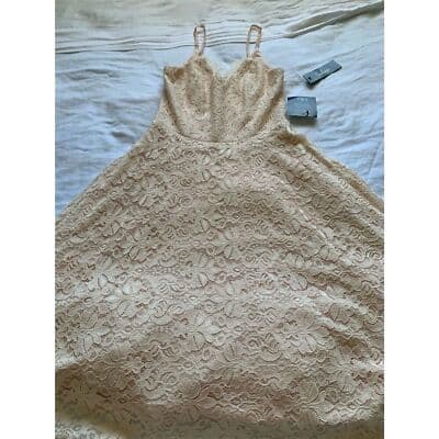Lulus Women's XS Blush Pink Lace Midi Skater Dress Party Cocktail - Thumbnail 7
