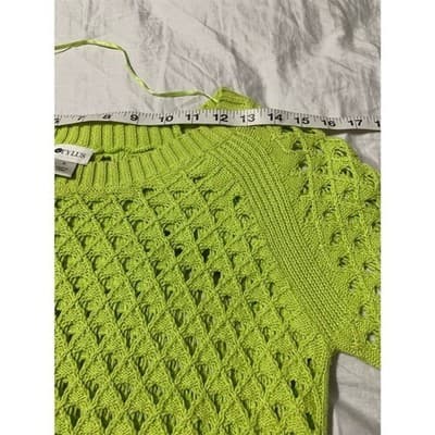 Stylus Women's Medium Green Scoop Neck Knit Pullover Sweater 3/4 Sleeve Casual - Thumbnail 9