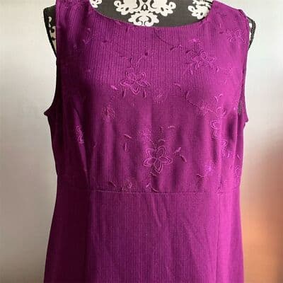 VTG. Sag Harbor Women's Size 14 Purple Floral Embroidered Short Sleeve Blouse - Thumbnail 4