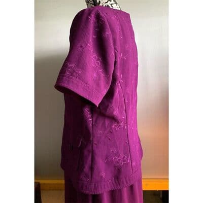 VTG. Sag Harbor Women's Size 14 Purple Floral Embroidered Short Sleeve Blouse - Thumbnail 9