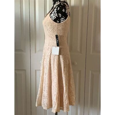 Lulus Women's XS Blush Pink Lace Midi Skater Dress Party Cocktail - Thumbnail 5