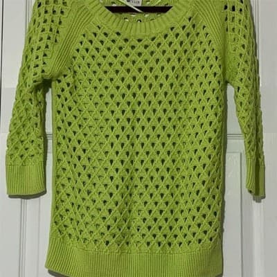 Stylus Women's Medium Green Scoop Neck Knit Pullover Sweater 3/4 Sleeve Casual - Image 1