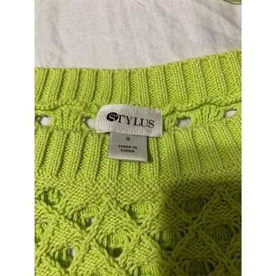 Stylus Women's Medium Green Scoop Neck Knit Pullover Sweater 3/4 Sleeve Casual - Thumbnail 6