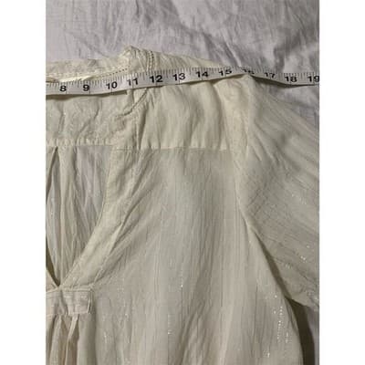 Accessorize Women's White Tunic Top S Long Sleeve V-Neck Casual - Thumbnail 4