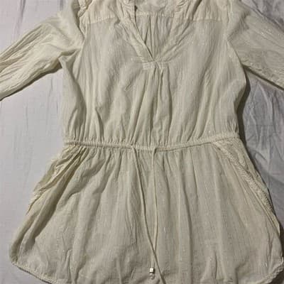 Accessorize Women's White Tunic Top S Long Sleeve V-Neck Casual - Image 1