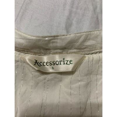 Accessorize Women's White Tunic Top S Long Sleeve V-Neck Casual - Thumbnail 8