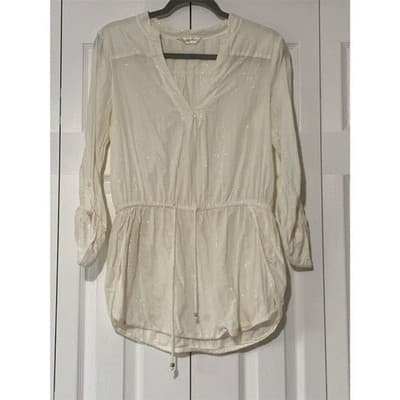 Accessorize Women's White Tunic Top S Long Sleeve V-Neck Casual - Thumbnail 11