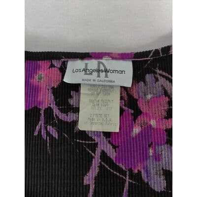 Vintage Los Angels Women Black and Purple Tank Accordion Knit Top Size 18 - Thumbnail 5