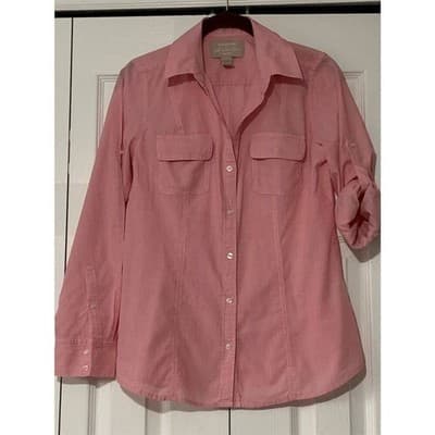 Banana Republic Women's Pink Long Sleeve Button-Up Shirt Size S Casual - Thumbnail 2