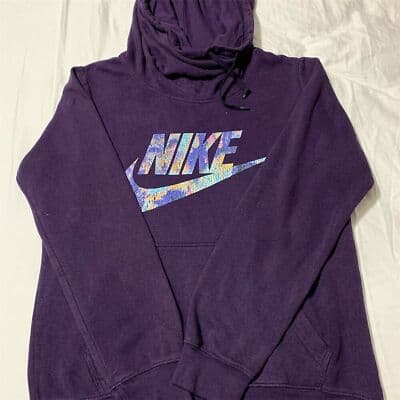 Nike Women's Funnel Neck Hoodie Purple Size M Long Sleeve Pullover - Thumbnail 3