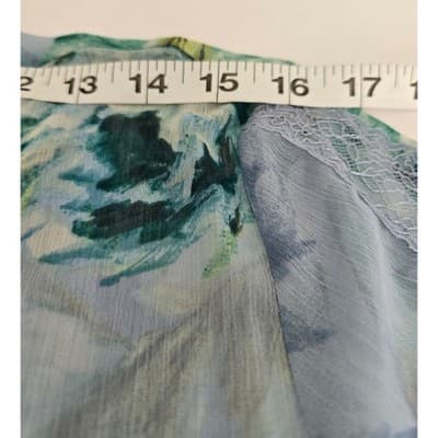 Susan Graver Women's Floral V-Neck Long Sleeve Semi-Sheer Tunic Blouse Blue - Thumbnail 6