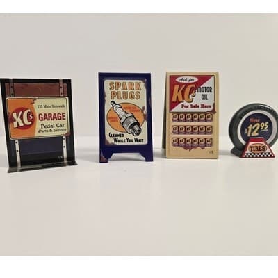 Hallmark Kiddie Car Classics Sidewalk Sales Signs 4pc Set QHG3605 Vintage 1997 - Image 1