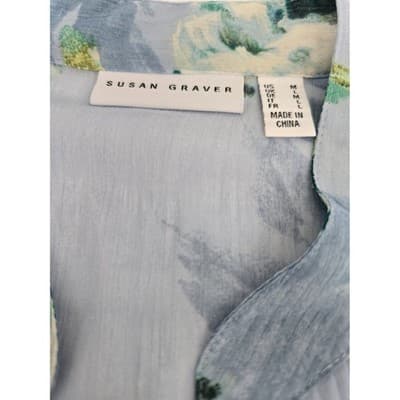 Susan Graver Women's Floral V-Neck Long Sleeve Semi-Sheer Tunic Blouse Blue - Thumbnail 5